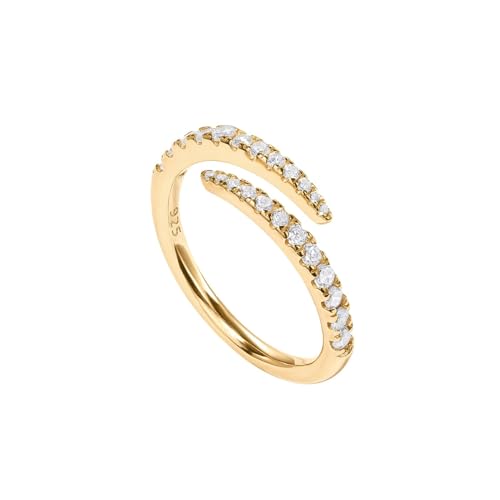 PAVOI 14K Gold Plated Cubic Zirconia Open Twist Eternity Band for Women - color: Yellow Gold, size: 6