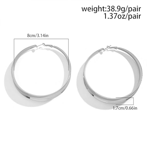 Large Hoop Earrings Lightweight Chunky Earrings for Women Chunky Earrings Big Hoop Earrings for Wedding - style: Hoop-Silver-03