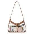 CLUCI Clear Bag for Stadium Events, Clear Purses for Women, Shoulder Bag Hobo Handbag with Adjustable Strap - color: B-transparent With Brown-small