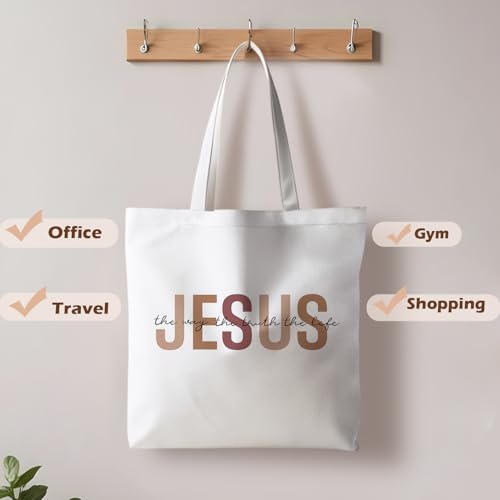 Jesus Tote Bag, Christian Tote Bags for Women, Religious Reusable Grocery Bags - color: Classical Jesus