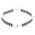 Sonateomber Tila Flat Beaded Stretch Bracelets for Women, Trendy Unique Colorful Square Beads Handmade Stack Bracelet Friendship Accessories Fashion Jewelry Gift - color: Blue Gold