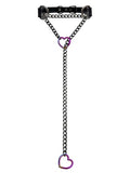 Black Leather Choker Collar For Women, Handmade Heart Slip Chain Choker Long Necklace with Adjustable Buckle - color: B-Black-Black-Rainbow, size: 24''chain