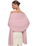 PULI Women's Pashmina Shawl Wraps for Evening Dress Large Scarf Blanket Long Wedding Bridal Winter Warm Shoulder Wrap - color: Pink