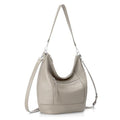 befen Genuine Leather Crossbody Hobo Purse for Women Soft Lightweight Leather Handbags with 2 Removable Straps - color: Beige Grey
