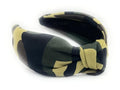 Head bands Adult Women, Army Headbands for Women Wearable All Day. Hunting Knotted Headband for Women Brown Green Camo is Chic. Womens Top Knot Fashion Designer is Unique band for Girl Hair - color: Camo Army Brown