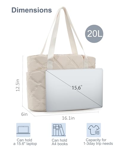 SUPACOOL Tote HandBag for Women, Womens Crossbody Purse Bags, Lightweight Womens Tote Handbags, Quilted Puffy Totebag - color: Beige, size: Large