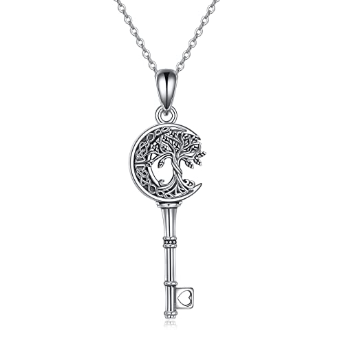 ONEFINITY Tree of Life Necklace 925 Sterling Silver Abalone Shell Celtic Knot Pendant Necklace for Women Jewelry - style: key tree of life