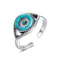 925 Sterling Silver Turquoise Exquisite Evil Eye Ring with CZ Boho Style Adjustable Rings Jewelry Gifts for Women Mother