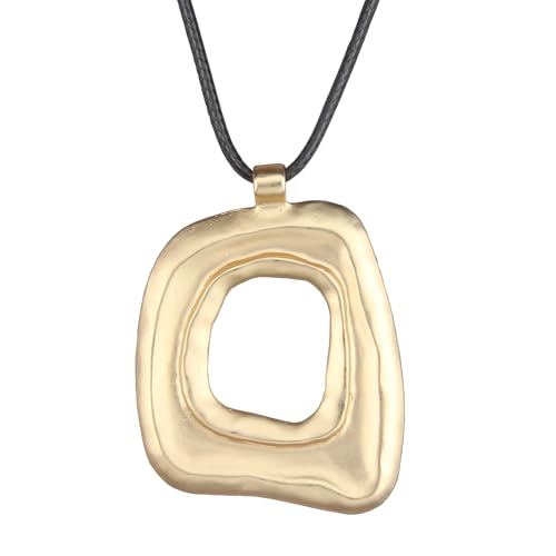 JAOYU Bohemian Necklaces for Women Leather Necklace Wood Pendant Choker Long Brown Necklace Chunky Circle Boho Hippie Jewelry - style: Big Pendant Necklace