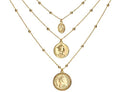 6PCS Layered Gold Necklaces for Women Trendy, 18K Gold Plated Cross Pendant Necklace Set, Vintage Chunky Gold Necklace Stack for Women Jewelry Gifts - style: Layered Coin Necklace
