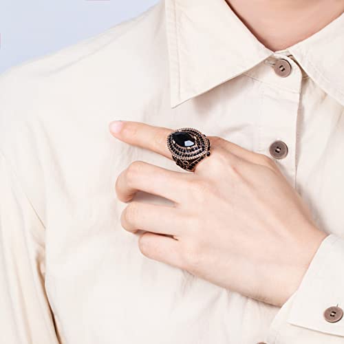 Women Ring - 32mm Turkish Style Gemstone Women Jewelry J0769 - color: Black