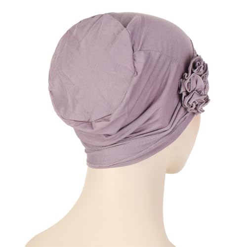 Headwrap Turbans for Women - Twist Soft Floral Solid Caps Pre Tied Chemo Beanies Headwear Hat for Cancer - color: Purple