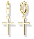 MILACOLATO 925 Sterling Silver Hoop Earrings for Women 18K Gold/Rhodium Plated Drop Dangle Hoop Earrings with Charms Cross Spike Moon Star Paperclip Link Statement Earrings Convertible Link Huggie Earrings Hypoallergenic - color: Gold Tone : Hoop with Dan