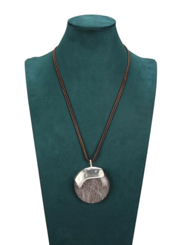 Leather Necklace for Women Large Pendant Hippie Choker Necklace Vintage Sweater Necklace Chunky Boho Necklaces for Women - style: Large Long Necklace