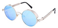 FEISEDY Retro Gothic Steampunk Sunglasses Round Metal Frame Punk Circle Inspired Shade Men B1857 - color: Silver/Blue