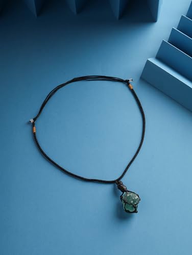 MINACHI Boho Macrame Necklace with Green Aventurine Stone, Handmade Adjustable Rope Pendant, Vintage Hippie Jewelry for Women - style: Necklace NECK.003