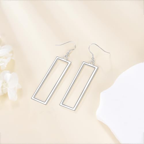 POPLYKE Sterling Silver/Rose Gold/Gold Plated Large Hoop Earrings Circle Dangle Drop Earrings for Women 40 50 60 70 80mm - color: Rectangle, size: 50mm