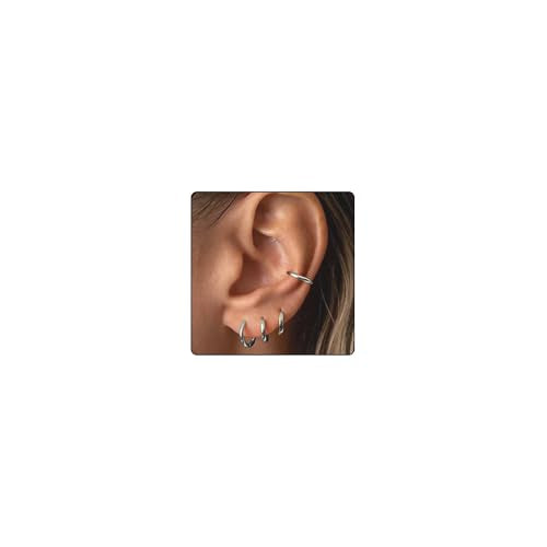 JINEAR 4 Pairs Gold Hoop Earrings Set for Women, 14K Plated Chunky Gold Hoop Earrings Dainty Simple Gold Earrings Hypoallergenic Non Tarnish Small Hoop Earrings Cartilage Earrings Jewelry Gift - color: 4 Pairs Stainless steel Earrings-S