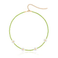 Wellike Freshwater Pearl Beaded Necklace for Women Handmade Boho Colorful Glass Beads Choker Necklace Stainless Steel 18K Gold Plated Bohemian Women Summer Jewelry Gifts - color: KKWX1145L