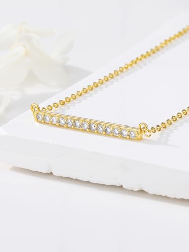 14K Gold Bar Necklace for Women,Gold Bar Pendant Necklace Simple Gold Necklace Non Tarnish Gold Necklace for Mom Minimalist Mothers Day Jewelry Mother's Birthday Christmas Valentine's Day Gifts for Mom Wife Women Her - style: Dainty Gold Bar