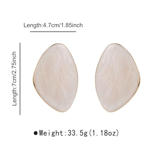 Statement Earrings for Women Big Earrings Large Statement Earrings Chunky Irregular Geometric Drop Dangle Earrings Oval Round Pebble Shape Earrings Chunky Jewelry - style: White