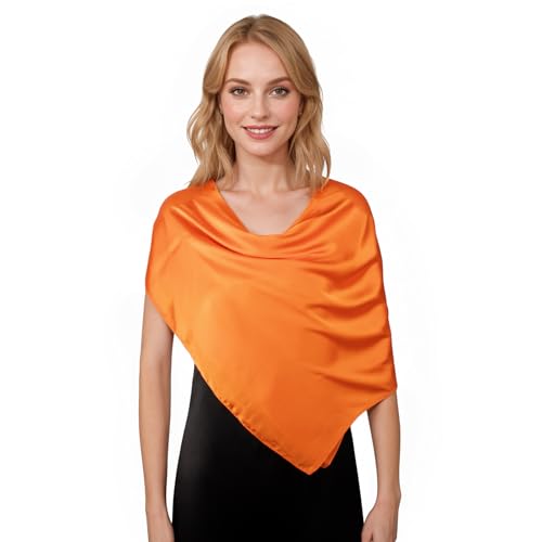 RIIQIICHY 35 Inch Head Scarf for Women Hair Scarf Like Silk Scarf Square Scarf Bandanas for Women - color: Orange