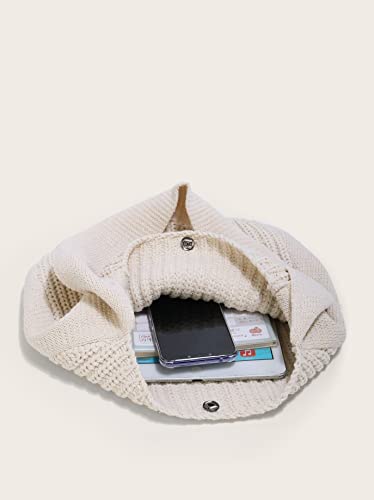 ENBEI Women's Crochet Tote Bag Knit Shoulder bag,Aesthetic Bag,Cute Eco-Friendly Tote for Travel,Daily Use,Gift Box Packaging - color: Creamy White