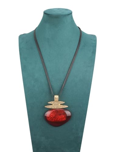 Leather Necklace for Women Large Pendant Hippie Choker Necklace Vintage Sweater Necklace Chunky Boho Necklaces for Women - style: Leather Bohemian Necklaces