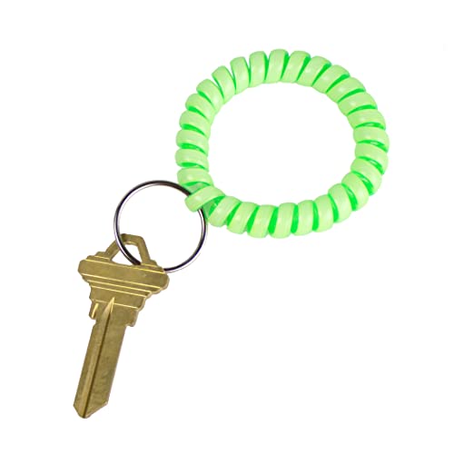 Lucky Line 2” Diameter Spiral Wrist Coil with Steel Key Ring, Flexible Wrist Band Key Chain Bracelet, Stretches to 12”, Glow-in-the-Dark, 1 Pack (410161) - color: Glow-in-the-dark, size: 1 Pack