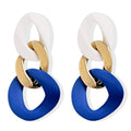 Charm Elegant Hollow Color Chain Acrylic Geometric Temperament Dangle Drop Earrings Bohemian Minimalist Hypoallergenic Jewelry Gift - color: White Gold Blue