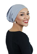 Hats Scarves & More Bamboo Slouchy Beanie for Women Chemo Headwear Moisture Wicking Cancer Turban Head Wrap Snood - color: Chambray