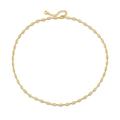 Beaded Choker Necklaces for Women 18k Gold Plated Dainty Gold Choker Necklaces for Women - style: Gold and Small Pearls