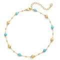 MTMY Gold Anklets for Women 14K Gold Plated Tiny Bead Anklet Colorful Tassel Foot Chain Dainty Adjustable Cute Summer Beach Boho Anklets Jewelry Gift - style: turquoise ball