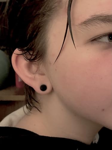 MODRSA Fake Nose Stud Fake Nose Ring Stud Fake Nose Piercing Fake Lip Ring Fake Earrings Stud Silver Gold Fake Cartilage Helix Earring Clip on Earring Hoop Fake Eyebrow Ring Fake Bridge Piercing - color: A2-fake ear stud- black