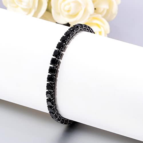 CiNily Adjustable Tennis Bracelets for Women Teen Girls Rainbow Cubic Zirconia Bracelet 14K White Gold Plated Hypoallergenic Slider Bracelet Jewelry Gift - color: Adjustable-Black Gold+Black