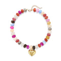 Elegance 11 designs Chunky Heart Necklace for Women, Colorful Acrylic Beaded Statement Puff Heart Necklace, Cute Boho Y2K Choker Necklace for Gift Jewelry - color: Gold Heart Pendant Necklace