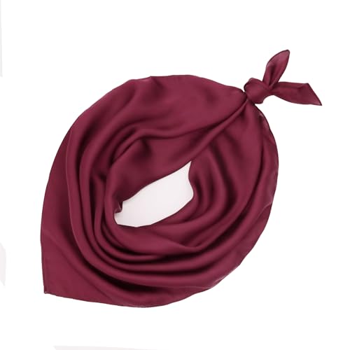 vimate Head Scarf for Women Hair 27'' Square Satin Silk Feeling Bnadana Neck Scarf Handbag Accessories Etc - color: C104#. Burgundy