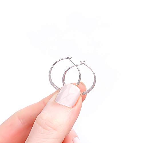 Hoop Earrings for Women, 14K Rose Gold FIlled, 20mm, Hammered Texture, Hoop Earrings Hypoallergenic Sensitive Ears, Hoop Earrings Set, Rose Gold Earrings Nickel Free - size: 20mm