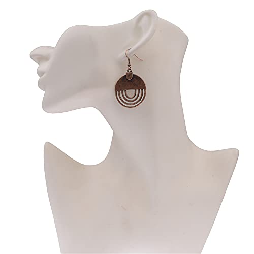Handmade Unique Bohemian Tribal Hoop Spiral Earring Vintage Gold Silver Geometry Dangle Drop Earrings for Women - color: Brown