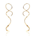 Handmade Spiral Threader Earrings Sterling Silver Hypoallergenic Twisted Pull Through Drop Dangle Earrings for Women - Silver & Gold - color: Long Gold