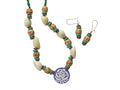 Natural Wood and Terracotta Beaded Statement Set, Bohemian Floral Pendant Necklace with Matching Earrings, Cowrie Shell Fashion Jewelry for Women, Perfect Mother’s Day Gift for Mom, Unique Valentine Gift for Her