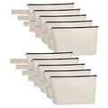 10 Pieces Cotton Canvas Makeup Bag with Bottom, Multi Purpose Cosmetic Bag with Zipper MN-WB07 Wb07 - color: White, size: S