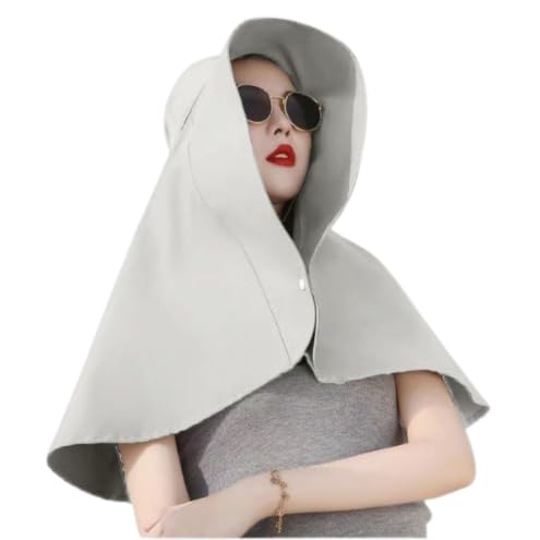 Sun Hats for Women Sun Protection Wide Brim Shawl with Neck Flap Hiking Visor Hat Outdoor Summer Beach - color: Grey