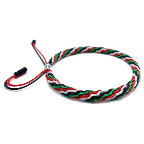 LAMIBEE Country Pride, Country Flag Code Bracelet, Protection and Lucky Sufer String Bracelet, Tibetan Wrist Wrap Bracelet, Boho Style Rope Bracelet for Women, Men, String Thread Bracelets - color: Palestine Bracelet