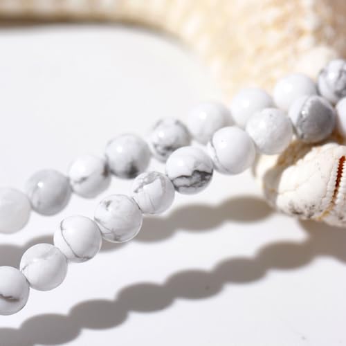 Simple Choker Necklace for Women Real Stone and Crystals Necklaces 4mm Beaded Choker Jewelry Meditation Gift for Women (16"+2") - style: Howlite