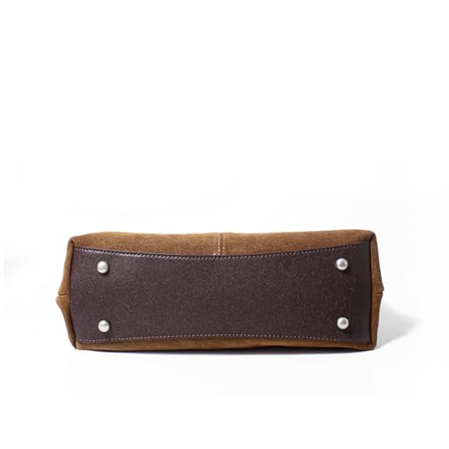 Dreubea Womens Suede Leather Shoulder Handbag Top-handle Crossbody Purse - color: Brown