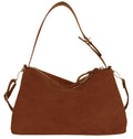 Suede Shoulder Bags For Women Crossbody Bag Suede Tote Bag Satchels Slouchy Work Purses Crescent Handbag Fall Top Handle - color: Caramel