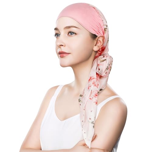 Headwear Turbans for Women - Lightweight Head Scarf for Women's Hair Chiffon Elegant Headwraps Hats - color: Pink