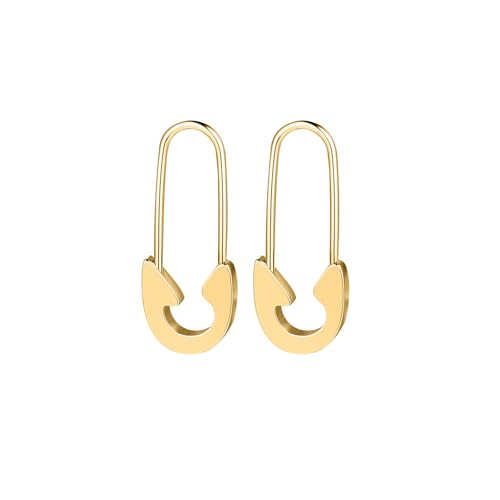 Aoedej Safety Pin Earrings for Women Men Stainless Steel Punk Paperclip Cartilage Hoop Earrings Industrial Tragus Helix Piercing Jewellery - color: Gold, size: 20mm