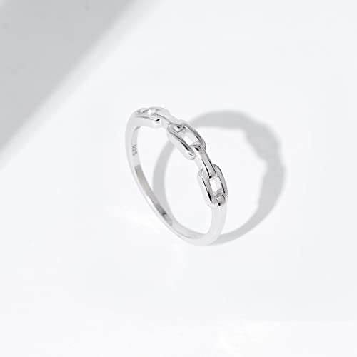 Amazon Essentials Plated Sterling Silver Chain Link Accent Ring - color: Rhodium, size: 9